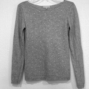 Benedetta B Sweater Cashmere Wool Blend Gray Polka Dot Long Sleeves EUC Sz Small